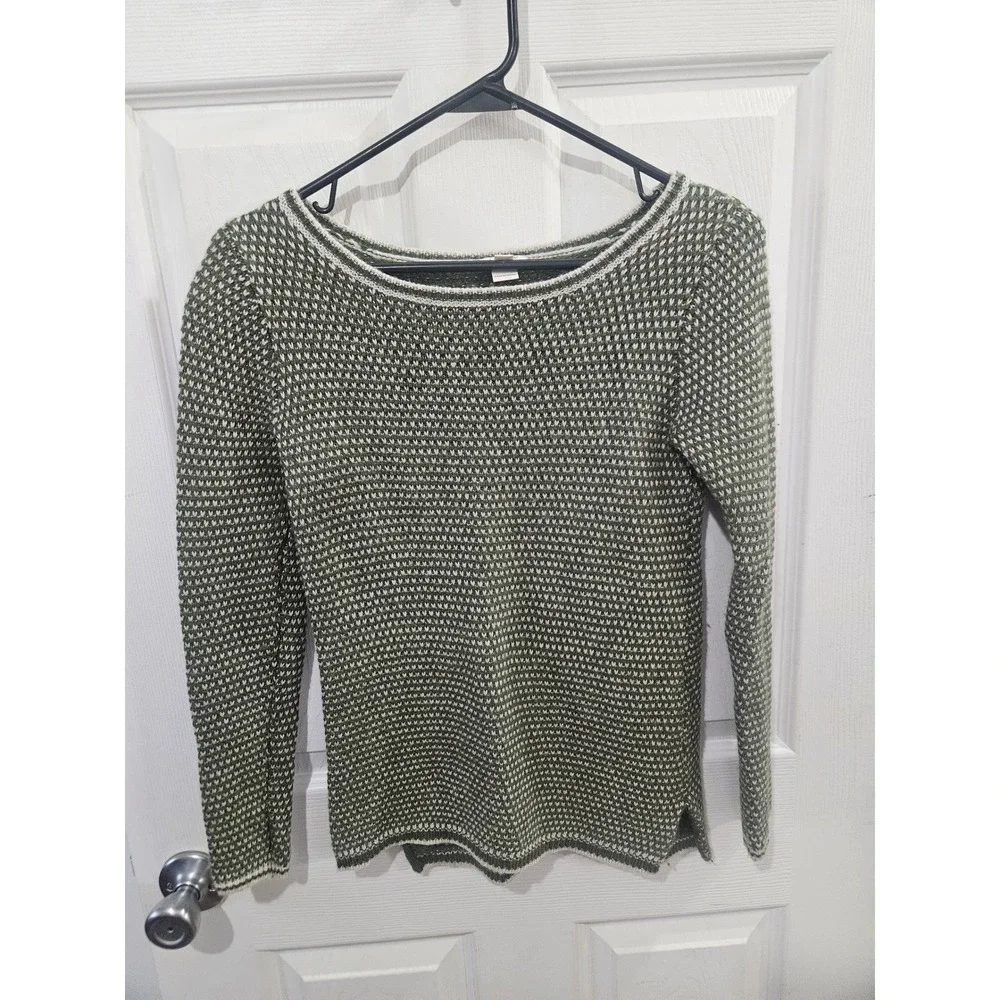 J.Crew Olive Green‎ Birdseye Knit Merino Wool Blend Sweater E1380 XXS